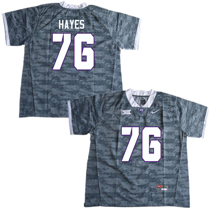 Men #76 Garrett Hayes TCU Horned Frogs College Football Jerseys Sale-Gray